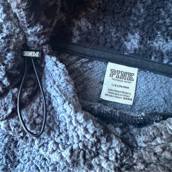 PINK Victoria Secret Plaid Sherpa Funnel Neck Hoodie (Large) - Picture 4 of 5